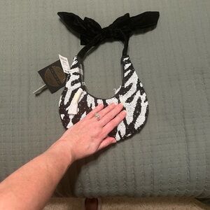 Black and White Sequin Viral Beaded Bag